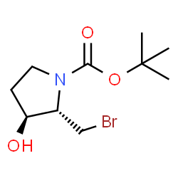 ChemSpider 2D Image | 2-Methyl-2-propanyl (2S,3S)-2-(bromomethyl)-3-hydroxy-1-pyrrolidinecarboxylate | C10H18BrNO3