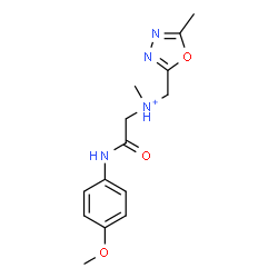 ChemSpider 2D Image | 2-[(4-Methoxyphenyl)amino]-N-methyl-N-[(5-methyl-1,3,4-oxadiazol-2-yl)methyl]-2-oxoethanaminium | C14H19N4O3