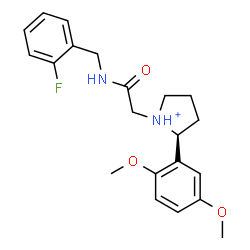 ChemSpider 2D Image | (2S)-2-(2,5-Dimethoxyphenyl)-1-{2-[(2-fluorobenzyl)amino]-2-oxoethyl}pyrrolidinium | C21H26FN2O3