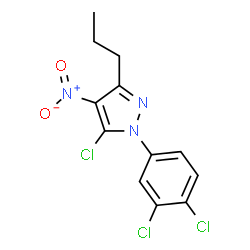 ChemSpider 2D Image | 5-Chloro-1-(3,4-dichlorophenyl)-4-nitro-3-propyl-1H-pyrazole | C12H10Cl3N3O2