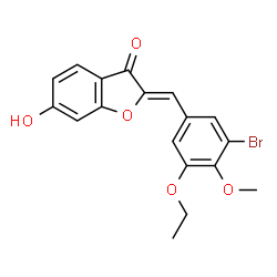 ChemSpider 2D Image | (2Z)-2-(3-Bromo-5-ethoxy-4-methoxybenzylidene)-6-hydroxy-1-benzofuran-3(2H)-one | C18H15BrO5