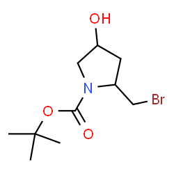 ChemSpider 2D Image | 2-Methyl-2-propanyl 2-(bromomethyl)-4-hydroxy-1-pyrrolidinecarboxylate | C10H18BrNO3
