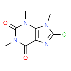 ChemSpider 2D Image | 8-Chloro-1,3,9-trimethyl-1H-purine-2,6(3H,9H)-dione | C8H9ClN4O2