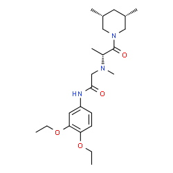 ChemSpider 2D Image | N-(3,4-Diethoxyphenyl)-N~2~-{(2R)-1-[(3R,5S)-3,5-dimethyl-1-piperidinyl]-1-oxo-2-propanyl}-N~2~-methylglycinamide | C23H37N3O4