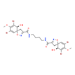 ChemSpider 2D Image | (5S,10S,5'S,10'S)-N,N'-1,4-Butanediylbis(7,9-dibromo-10-hydroxy-8-methoxy-1-oxa-2-azaspiro[4.5]deca-2,6,8-triene-3-carboxamide) | C24H26Br4N4O8