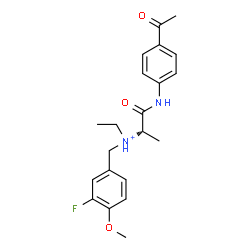 ChemSpider 2D Image | (2S)-1-[(4-Acetylphenyl)amino]-N-ethyl-N-(3-fluoro-4-methoxybenzyl)-1-oxo-2-propanaminium | C21H26FN2O3