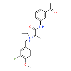 ChemSpider 2D Image | (2S)-1-[(3-Acetylphenyl)amino]-N-ethyl-N-(3-fluoro-4-methoxybenzyl)-1-oxo-2-propanaminium | C21H26FN2O3