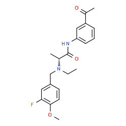 ChemSpider 2D Image | N-(3-Acetylphenyl)-N~2~-ethyl-N~2~-(3-fluoro-4-methoxybenzyl)-D-alaninamide | C21H25FN2O3