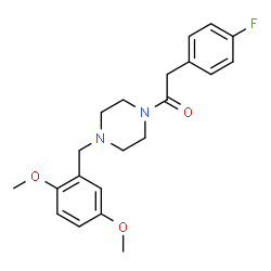 ChemSpider 2D Image | 1-[4-(2,5-Dimethoxybenzyl)-1-piperazinyl]-2-(4-fluorophenyl)ethanone | C21H25FN2O3
