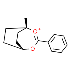 ChemSpider 2D Image | (1s,5s)-1-Methyl-3-phenyl-4-oxa-2-oxoniabicyclo[3.2.2]non-2-ene | C14H17O2