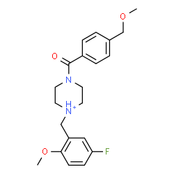ChemSpider 2D Image | 1-(5-Fluoro-2-methoxybenzyl)-4-[4-(methoxymethyl)benzoyl]piperazin-1-ium | C21H26FN2O3