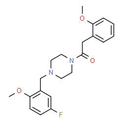 ChemSpider 2D Image | 1-[4-(5-Fluoro-2-methoxybenzyl)-1-piperazinyl]-2-(2-methoxyphenyl)ethanone | C21H25FN2O3