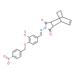 ChemSpider 2D Image | 4-[(E)-{3-Methoxy-4-[(4-nitrobenzyl)oxy]benzylidene}amino]-4-azatricyclo[5.2.2.0~2,6~]undec-8-ene-3,5-dione | C25H23N3O6