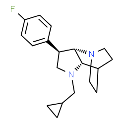 ChemSpider 2D Image | (2S,3R,6S)-5-(Cyclopropylmethyl)-3-(4-fluorophenyl)-1,5-diazatricyclo[5.2.2.0~2,6~]undecane | C19H25FN2