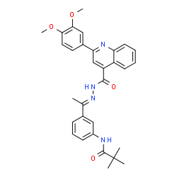 ChemSpider 2D Image | N-{3-[(1E)-N-{[2-(3,4-Dimethoxyphenyl)-4-quinolinyl]carbonyl}ethanehydrazonoyl]phenyl}-2,2-dimethylpropanamide | C31H32N4O4
