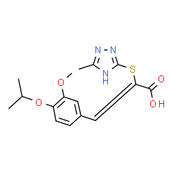 ChemSpider 2D Image | (2Z)-3-(4-Isopropoxy-3-methoxyphenyl)-2-[(5-methyl-4H-1,2,4-triazol-3-yl)sulfanyl]acrylic acid | C16H19N3O4S