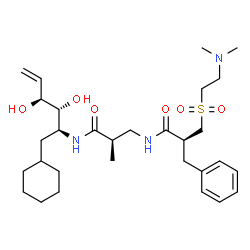 ChemSpider 2D Image | (2S)-2-Benzyl-N-[(2R)-3-{[(2S,3R,4S)-1-cyclohexyl-3,4-dihydroxy-5-hexen-2-yl]amino}-2-methyl-3-oxopropyl]-3-{[2-(dimethylamino)ethyl]sulfonyl}propanamide | C30H49N3O6S