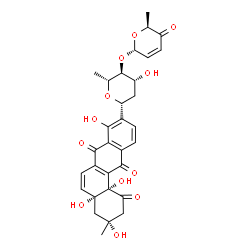 ChemSpider 2D Image | (1R)-1,5-Anhydro-2,6-dideoxy-4-O-[(2R,6S)-6-methyl-5-oxo-5,6-dihydro-2H-pyran-2-yl]-1-[(3R,4aR,12bS)-3,4a,8,12b-tetrahydroxy-3-methyl-1,7,12-trioxo-1,2,3,4,4a,7,12,12b-octahydro-9-tetraphenyl]-D-arabi
no-hexitol | C31H32O12