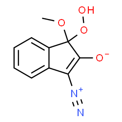 ChemSpider 2D Image | 3-Diazonio-1-hydroperoxy-1-methoxy-1H-inden-2-olate | C10H8N2O4