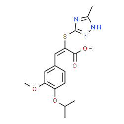 ChemSpider 2D Image | (2E)-3-(4-Isopropoxy-3-methoxyphenyl)-2-[(5-methyl-1H-1,2,4-triazol-3-yl)sulfanyl]acrylic acid | C16H19N3O4S