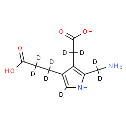 ChemSpider 2D Image | 3-{5-[Amino(~2~H_2_)methyl]-4-[carboxy(~2~H_2_)methyl](2-~2~H)-1H-pyrrol-3-yl}(~2~H_4_)propanoic acid | C10H5D9N2O4