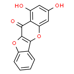 ChemSpider 2D Image | 1,3-Dihydroxy-11H-[1]benzofuro[3,2-b]chromen-11-one | C15H8O5