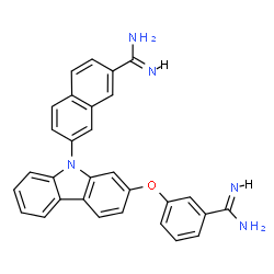 ChemSpider 2D Image | 7-[2-(3-Carbamimidoylphenoxy)-9H-carbazol-9-yl]-2-naphthalenecarboximidamide | C30H23N5O