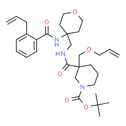 ChemSpider 2D Image | 2-Methyl-2-propanyl 3-[({4-[(2-allylbenzoyl)amino]tetrahydro-2H-pyran-4-yl}methyl)carbamoyl]-3-[(allyloxy)methyl]-1-piperidinecarboxylate | C31H45N3O6