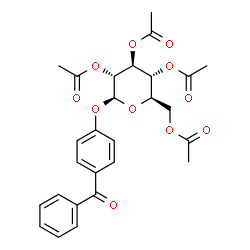 ChemSpider 2D Image | 4-Benzoylphenyl 2,3,4,6-tetra-O-acetyl-beta-D-glucopyranoside | C27H28O11