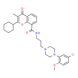 ChemSpider 2D Image | N-{3-[4-(5-Chloro-2-methoxyphenyl)-1-piperazinyl]propyl}-2-cyclohexyl-3-methyl-4-oxo-4H-chromene-8-carboxamide | C31H38ClN3O4