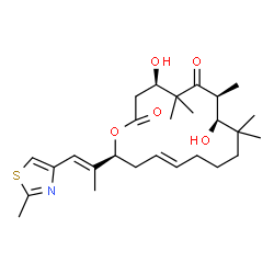 ChemSpider 2D Image | (4R,7S,8S,13E,16S)-4,8-Dihydroxy-5,5,7,9,9-pentamethyl-16-[(1E)-1-(2-methyl-1,3-thiazol-4-yl)-1-propen-2-yl]oxacyclohexadec-13-ene-2,6-dione | C27H41NO5S