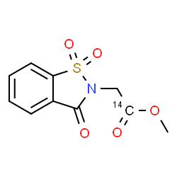 ChemSpider 2D Image | Methyl (1,1-dioxido-3-oxo-1,2-benzothiazol-2(3H)-yl)(1-~14~C)acetate | C914CH9NO5S