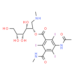 ChemSpider 2D Image | 2-O-[3-Acetamido-2,4,6-triiodo-5-(methylcarbamoyl)benzoyl]-1-deoxy-1-(methylamino)-D-glucitol | C18H24I3N3O8