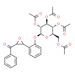 ChemSpider 2D Image | 2-(3-Benzoyl-2-oxiranyl)phenyl 2,3,4,6-tetra-O-acetyl-beta-D-glucopyranoside | C29H30O12