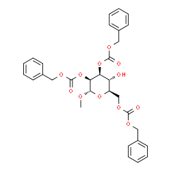 ChemSpider 2D Image | Methyl 2,3,6-tris-O-[(benzyloxy)carbonyl]-alpha-D-mannopyranoside | C31H32O12