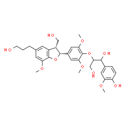 ChemSpider 2D Image | 1-(4-Hydroxy-3-methoxyphenyl)-2-{4-[(2R,3R)-3-(hydroxymethyl)-5-(3-hydroxypropyl)-7-methoxy-2,3-dihydro-1-benzofuran-2-yl]-2,6-dimethoxyphenoxy}-1,3-propanediol | C31H38O11
