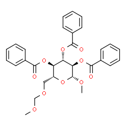 ChemSpider 2D Image | Methyl 2,3,4-tri-O-benzoyl-6-O-(methoxymethyl)-beta-D-glucopyranoside | C30H30O10