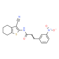 ChemSpider 2D Image | N-(3-Cyano-4,5,6,7-tetrahydro-1-benzothiophen-2-yl)-3-(3-nitrophenyl)acrylamide | C18H15N3O3S