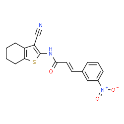 ChemSpider 2D Image | (2E)-N-(3-Cyano-4,5,6,7-tetrahydro-1-benzothiophen-2-yl)-3-(3-nitrophenyl)acrylamide | C18H15N3O3S