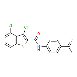 ChemSpider 2D Image | N-(4-Acetylphenyl)-3,4-dichloro-1-benzothiophene-2-carboxamide | C17H11Cl2NO2S