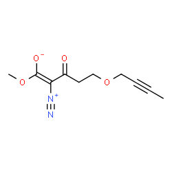 ChemSpider 2D Image | (1Z)-5-(2-Butyn-1-yloxy)-2-diazonio-1-methoxy-3-oxo-1-penten-1-olate | C10H12N2O4