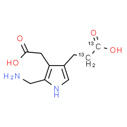 ChemSpider 2D Image | 3-[5-(Aminomethyl)-4-(carboxymethyl)-1H-pyrrol-3-yl](1,2-~13~C_2_)propanoic acid | C813C2H14N2O4