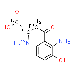 ChemSpider 2D Image | 2-(~15~N)Amino-4-(2-amino-3-hydroxyphenyl)-4-oxo(1,2,3-~13~C_3_)butanoic acid | C713C3H12N15NO4