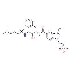 ChemSpider 2D Image | N-{4-[(2,6-Dimethyl-2-heptanyl)amino]-3-hydroxy-1-phenyl-2-butanyl}-3-ethyl-1-[2-(methylsulfonyl)ethyl]-1H-indole-5-carboxamide | C33H49N3O4S