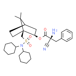 ChemSpider 2D Image | (1S,2R,4R)-1-[(Dicyclohexylsulfamoyl)methyl]-7,7-dimethylbicyclo[2.2.1]hept-2-yl alpha-cyano-D-phenylalaninate | C32H47N3O4S