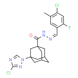 ChemSpider 2D Image | N'-[(Z)-(4-Chloro-2-fluoro-5-methylphenyl)methylene]-3-(3-chloro-1H-1,2,4-triazol-1-yl)-1-adamantanecarbohydrazide | C21H22Cl2FN5O