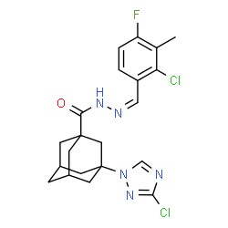 ChemSpider 2D Image | N'-[(Z)-(2-Chloro-4-fluoro-3-methylphenyl)methylene]-3-(3-chloro-1H-1,2,4-triazol-1-yl)-1-adamantanecarbohydrazide | C21H22Cl2FN5O