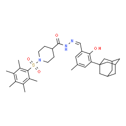 ChemSpider 2D Image | N'-{(Z)-[3-(Adamantan-1-yl)-2-hydroxy-5-methylphenyl]methylene}-1-[(pentamethylphenyl)sulfonyl]-4-piperidinecarbohydrazide | C35H47N3O4S