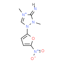 ChemSpider 2D Image | (3E)-3-Imino-2,4-dimethyl-1-(5-nitro-2-furyl)-2,3-dihydro-1H-1,2,4-triazol-4-ium | C8H10N5O3