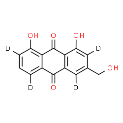 ChemSpider 2D Image | 1,8-Dihydroxy-3-(hydroxymethyl)-9,10-(2,4,5,7-~2~H_4_)anthracenedione | C15H6D4O5